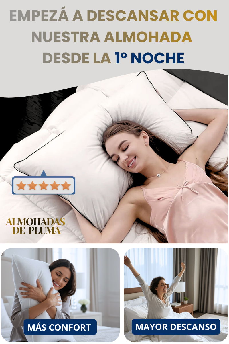 Almohada de Pluma Premium + 2 Bonus de Regalo