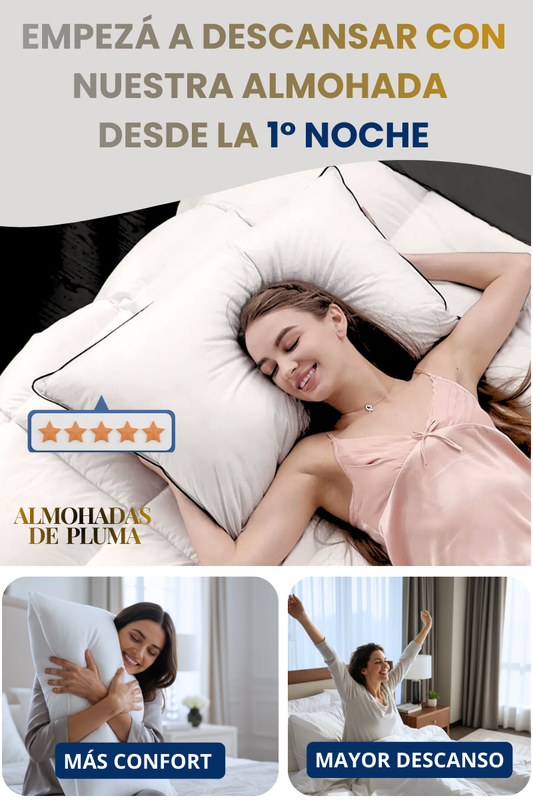 Almohada de Pluma Premium + 2 Bonus de Regalo